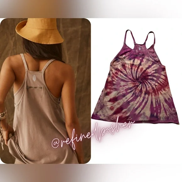 Free People Movement Hot Shot Mini Dress size XS NEW Mocha Tie Dye - Picture 2 of 6